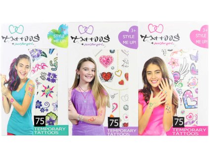 Tetování holčičí 75 tetovaček pro děti 3 druhy