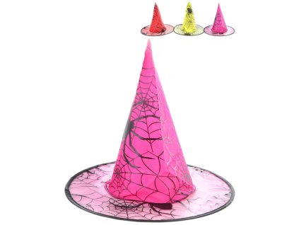 KARNEVAL Kloubouk čarodějnický pavučina 6 barev *KARNEVALOVÝ DOPLNĚK*