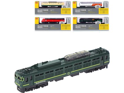 Lokomotiva 15cm vlak kovový model na podstavci na kolejích 5 druhů