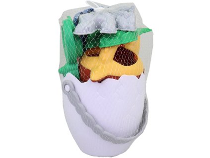 Pískový set kyblík dinosauří vejce s nástroji 6ks na písek