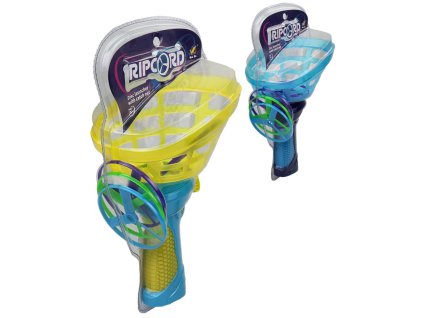 Vystřelovač disků na lanko s košíkem na chytání set se 4 disky 2 barvy