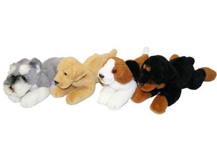 PLYŠ Pes ležící 16 cm 4 druhy * PLYŠOVÉ HRAČKY *