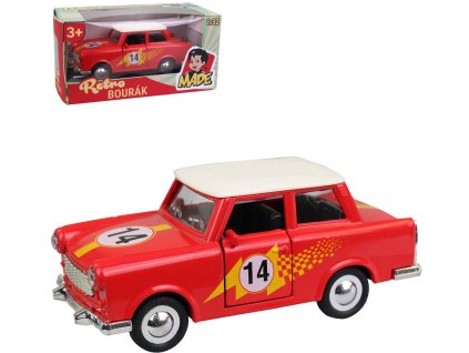 Auto Trabant kovový 12cm červený retro bourák 1:32 v krabici