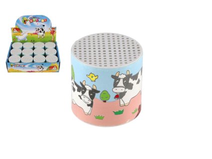 Plechovka zvuk krávy plast 6x6cm 12ks v boxu