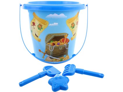 Pískový set kyblík 15cm s formičkou a 2 nástroji Pirát sada na písek 4ks