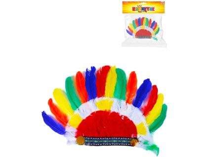 KARNEVAL Čelenka indiánská barevné peří *KARNEVALOVÝ DOPLNĚK*