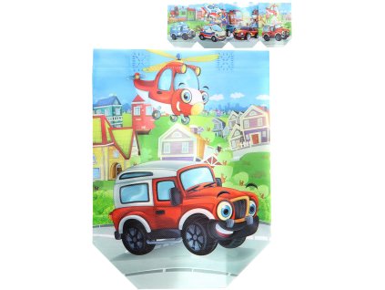 Taška dětská dárková 22x25cm dopravní prostředky 4 druhy plast