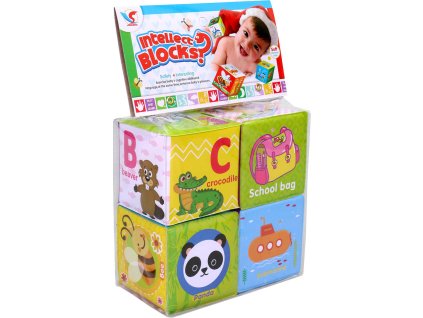 Baby kostky soft měkké naučné s obrázky do vody AJ set 4ks pro miminko