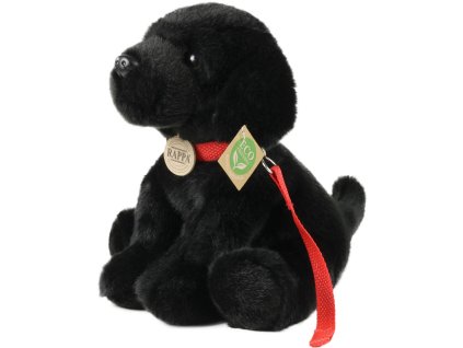 PLYŠ Pes labrador černý 28cm sedící s vodítkem Eco-Friendly *PLYŠOVÉ HRAČKY*