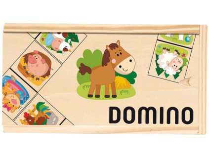 DŘEVO Hra Domino obrázkové zvířátka 28 kamenů *SPOLEČENSKÉ HRY*