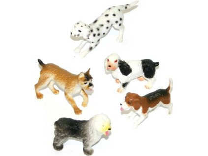 Pejsek větší sada 5ks plastové zvířátko 5-8cm v sáčku