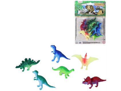 Zvířata dinosauři plastové figurky barevná zvířátka set 6ks blistr