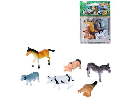 Zvířata domácí farma 5-6cm plastové figurky zvířátka set 6ks blistr