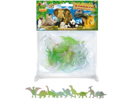 Zvířata dinosauři 4-7cm ve tmě svítící neon figurky zvířátka set 9ks v sáčku