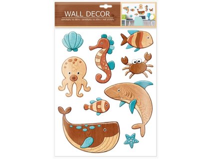 Dekorace samolepící nálepky na zeď samolepka mořská zvířátka 9ks