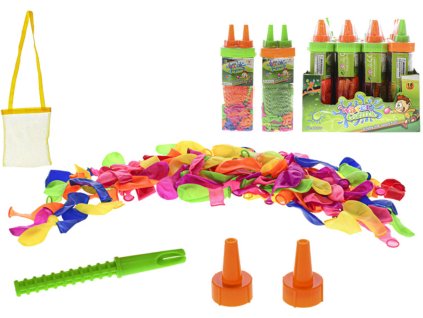 Vodní bomby barevné balonky set 120ks se 2 nástavci a síťkou 2 barvy