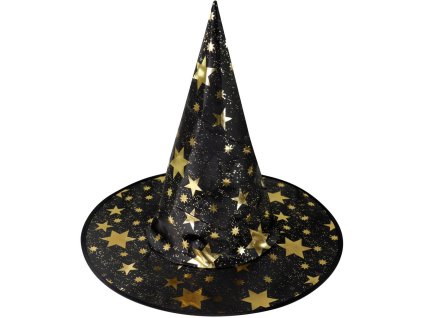 KARNEVAL Klobouk čarodějnický hvězdičky černý *KARNEVALOVÝ DOPLNĚK*