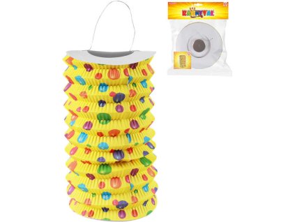 Lampion válec žlutý Balónky 15cm na čajovou svíčku v sáčku