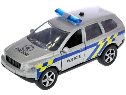 Auto kovové policie 11cm zpětný nátah CZ na baterie mluví česky Světlo Zvuk