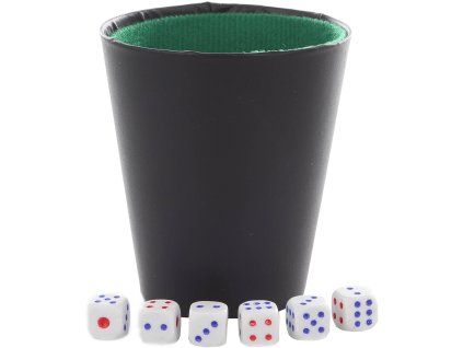 Hra Kostky hrací set 6ks s kelímkem plast v krabici *SPOLEČENSKÉ HRY*