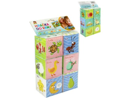 Kostky soft měkké obrázkové 7cm do vany do vody set 6 kusů v sáčku
