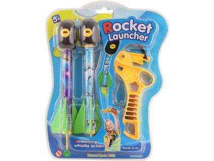 Rakety vystřelovací pískací set 2 šipky s vystřelovačem plast