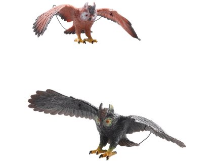 Pták sova 38cm plastové zvířátko na gumě k zavěšení 2 barvy plast