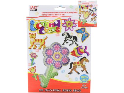 Zažehlovací korálky barevné mozaika se šablonou kytička 2 druhy