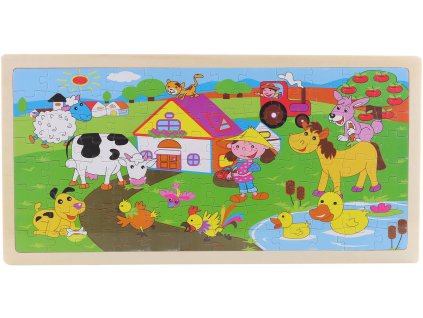 DŘEVO Puzzle farma 96 dílků skládačka na desce *DŘEVĚNÉ HRAČKY*