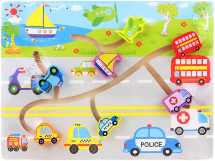 DŘEVO Bludiště dopravní prostředky *DŘEVĚNÉ HRAČKY*