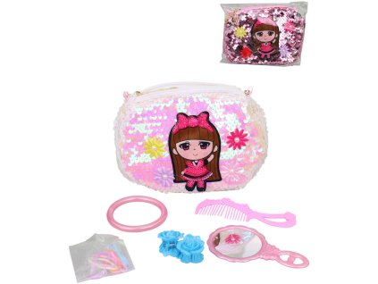 Kabelka dětská kosmetická taštička 15x12cm s flitry 2 barvy