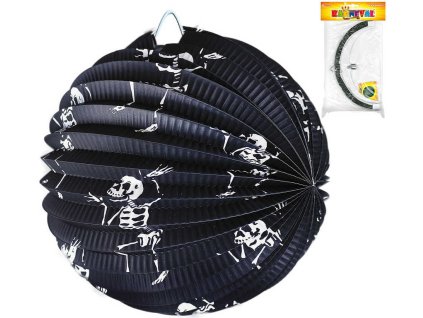 KARNEVAL Lampion Kostlivci kulatý papírový 25cm na svíčku