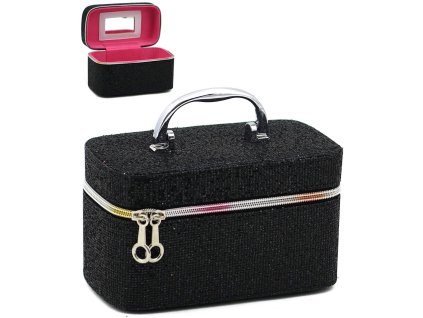 Kufřík dětský kosmetický vel. S se zrcátkem na zip černý