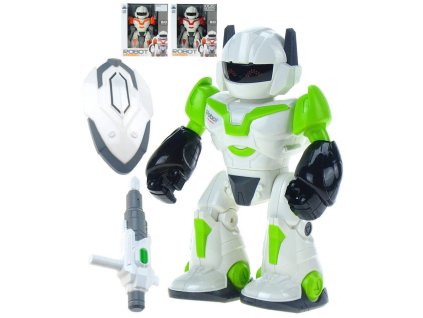 Robot Dominator bojový set se zbraní a štítem 24cm na baterie Světlo Zvuk 3 barvy