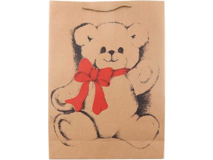Taška velká dárková Medvídek 31x42x10cm papírová natur
