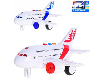 Letadlo 17cm plastové na setrvačník na baterie Světlo Zvuk 2 barvy
