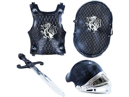 Sada rytířská plastová meč se štítem, helmou a vestou na kartě