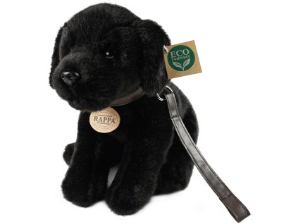 PLYŠ Pes labrador černý 25cm s vodítkem Eco-Friendly *PLYŠOVÉ HRAČKY*