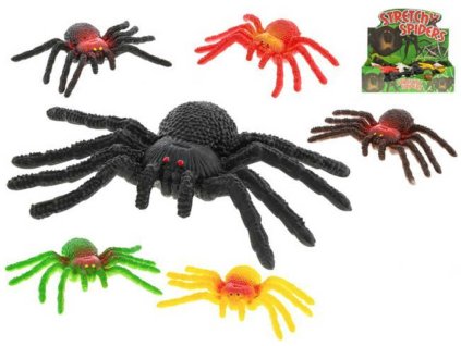 Pavouk strečový pružný 14cm plastové zvířátko 6 druhů