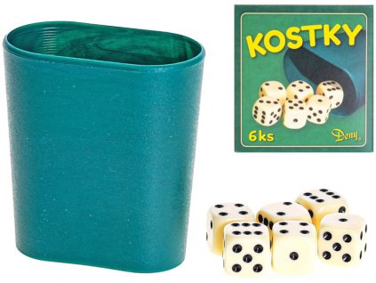 Hra Kostky hrací set 6ks s kelímkem plast v krabici