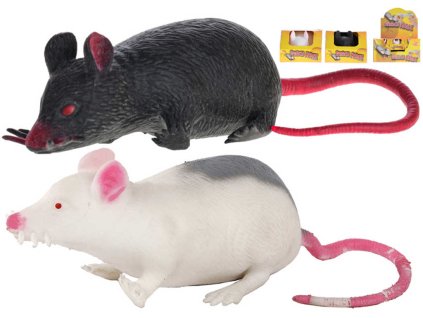 Myš strečová natahovací 12cm zvířátko elastické 2 barvy v krabičce