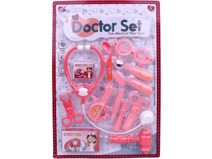 Doktorská souprava růžová dětské lékařské potřeby na kartě plast