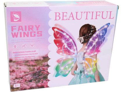 KARNEVAL Křídla duhová víla funkční mávající na baterie Světlo Zvuk