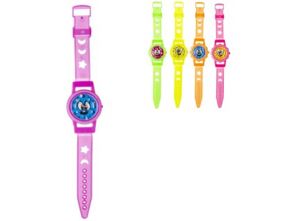Hodinky dětské neonové ručičkové s kuličkovým labyrintem 5 barev plast