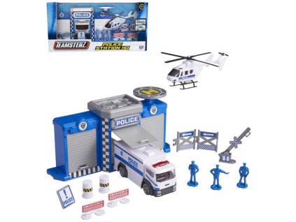 Teamsterz policejní stanice herní set s figurkami a helikoptérou kov v krabici