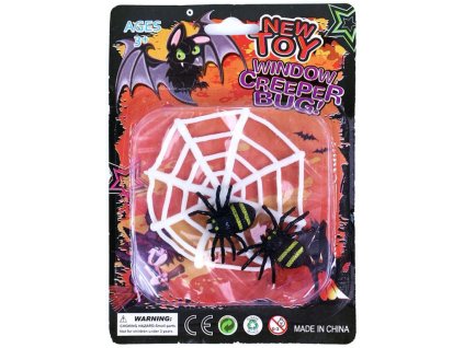 Dekorace pavučina s pavouky Halloween na kartě