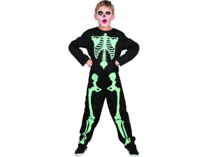 KARNEVAL Šaty Kostra svítí ve tmě vel. L (130-140cm) 9-12 let *KOSTÝM*