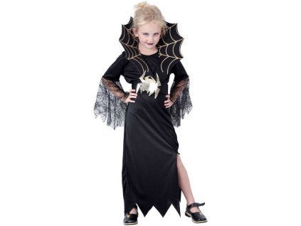 KARNEVAL Šaty ČERNÁ KRÁLOVNA vel. L (130-140 cm) 8-10 let KOSTÝM