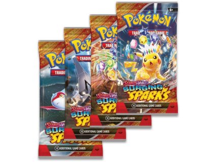 Hra Pokémon TCG SV08 Surging Sparks booster set 10 karet v sáčku