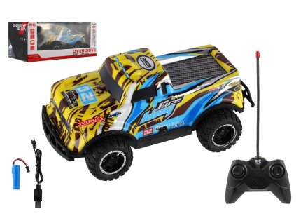 Auto RC Pick-up terénní 27MHz plast 17cm dobíjecí pack+baterie v krabici 26x11x13cm